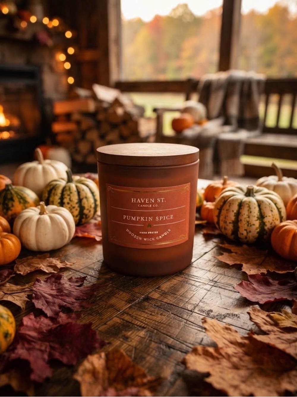 Pumpkin Spice Hand Poured wooden Wick Candle
